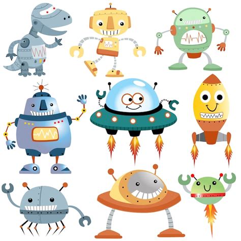 Premium Vector Vector Set Of Funny Robots Cartoon