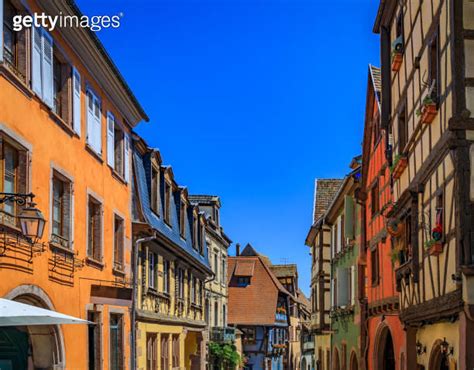 Traditional Half Timbered Houses On The Alsatian Wine Route In