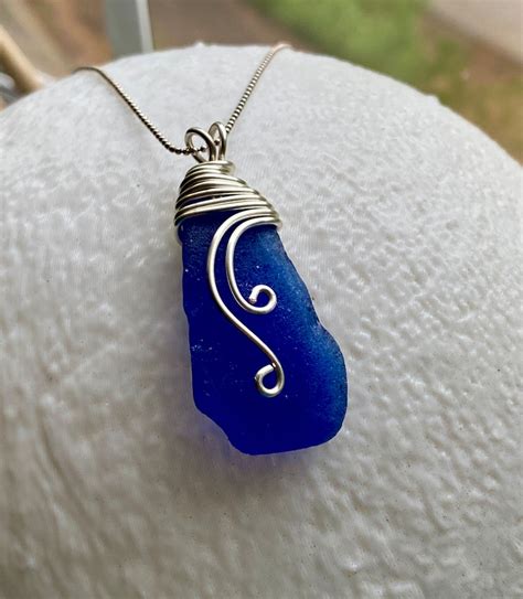 Zephyr Rare Cobalt Blue Sea Glass Necklace Etsy