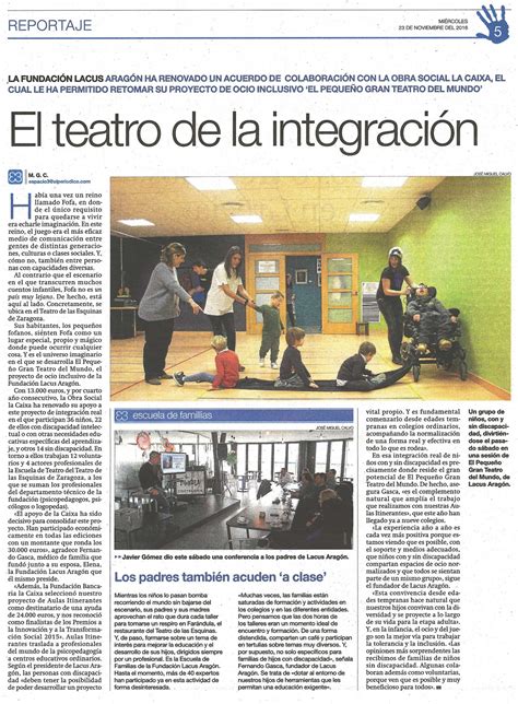 Reportaje en El Periódico de Aragón sobre nuestro Proyecto de Ocio