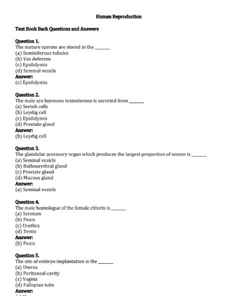 Samacheer Kalvi 12th Bio Zoology Guide Chapter 2 Human Reproduction 2024