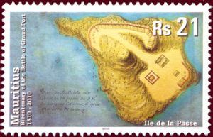 Stamp French Map Of The Le De La Passe Mauritius Bicentenary Of The