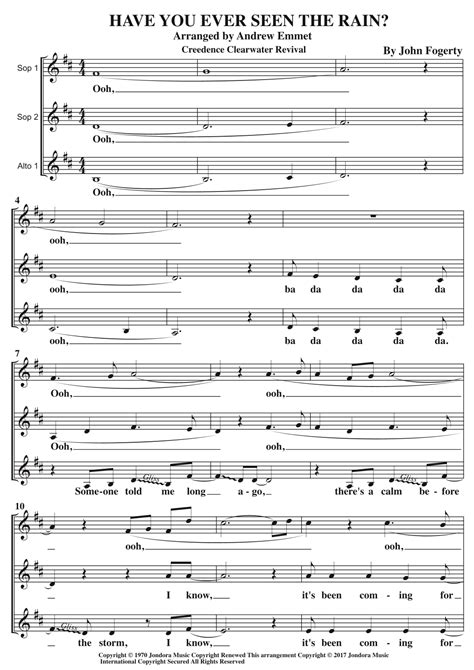 Have You Ever Seen The Rain Arr Andrew Emmet By Creedence Clearwater Revival Sheet Music For