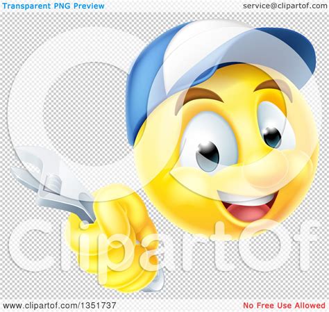 Clipart Of A D Yellow Male Smiley Emoji Emoticon Plumber Or Mechanic