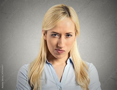 Headshot Pissed Off Angry Grumpy Young Woman Stock 사진 Adobe Stock