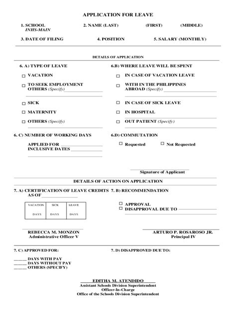 Fillable Online Cs Form No 6 Revised 2020 Application For Leave