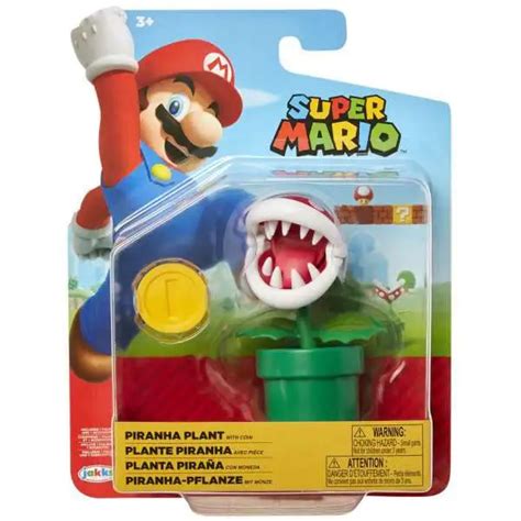 World Of Nintendo Super Mario Piranha Plant 4 Action Figure With Coin