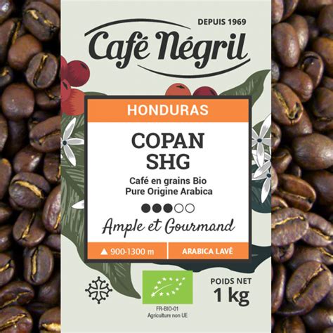 Café torréfié pur arabica Bio Honduras Copan SHG 1kg Café Négril