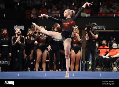 Oregon State S Jade Carey Competes On The Floor During An NCAA