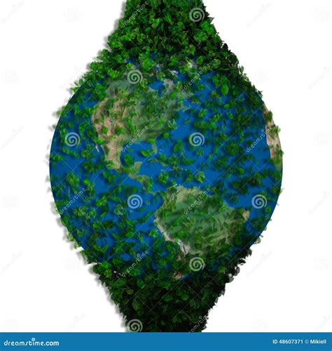 Planet Earth Covered With The Leaves Eco Globe Stock Illustration