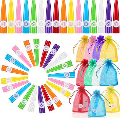 16 Sets Plastic Kazoos With Organza T Bags Music Party