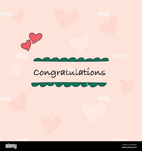 Congratulations Vector Card Pink Color With Hearts Stock Vector Image