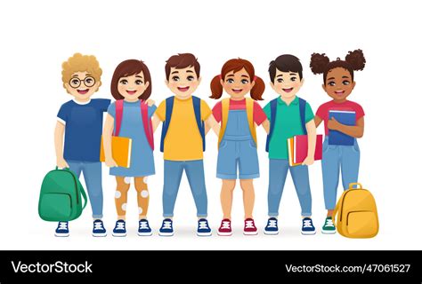 School children set Royalty Free Vector Image - VectorStock