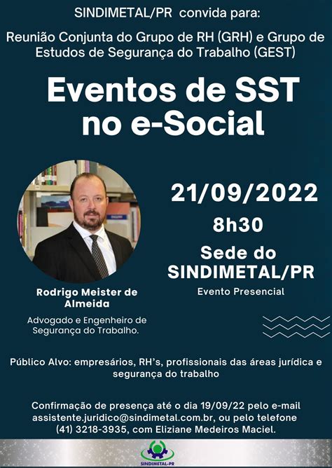 CONVITE REUNIÃO CONJUNTA GRH E GEST EVENTOS DE SST NO E SOCIAL