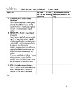 Fillable Online Certificate Iii In Gas Fitting Total Units Name Of