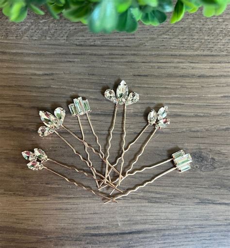 Crystal Hair Pins Crystal Wedding Hair Accessories Crystal Etsy