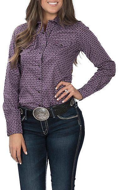 Cinch Womens Long Sleeve Purple Paisley Western Shirt Cavenders Clothes Western Wear For