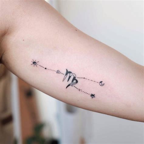 Virgo Zodiac Symbol and Taurus Constellation Tattoo