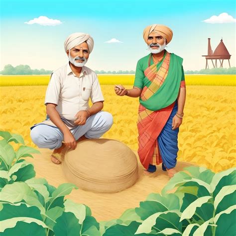 Premium Ai Image National Farmer S Day Drawing Illustration Kisan