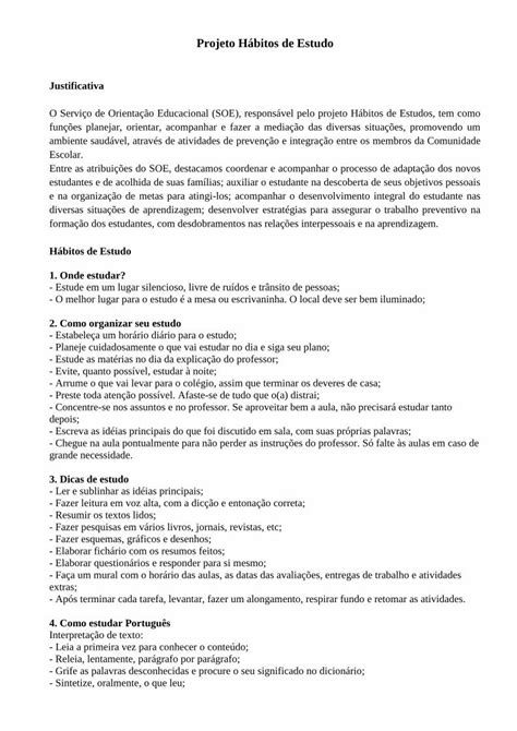 PDF Projeto Hábitos de Estudo cdn1 unasp br Inventário O aluno