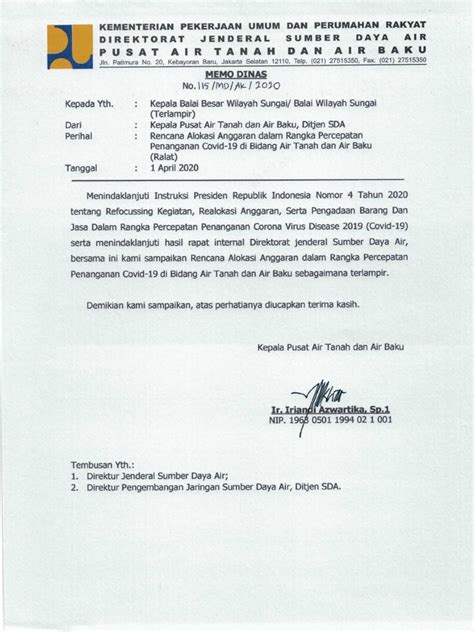 Memo Dinas Rencana Alokasi Anggaran Pdf Pdf