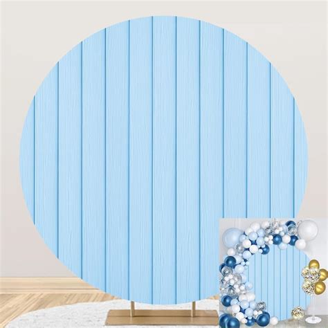 Renaiss Ft Blue Stripe Pattern Round Backdrop Cover Polyester Fabric