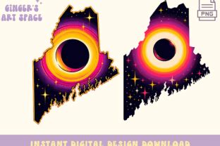 Retro Maine Map With Total Solar Eclipse Graphic By Ginger S Artspace