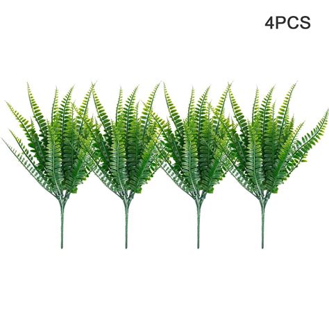 4Pcs Artificial Boston Fern Plants Bushes Faux Plants Shrubs Greenery