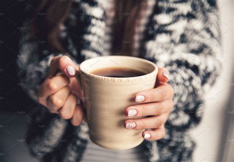 Girl S Hands Holding A Cup Of Coffee By Os On Creativemarket Coffee