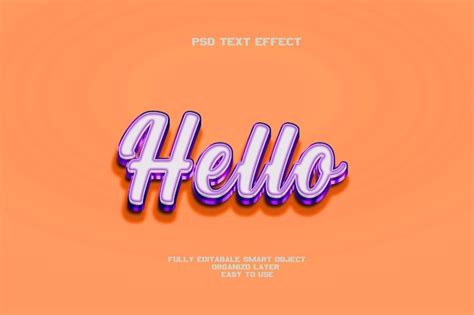 Premium Psd Hello Text Effect 3d Design Psd