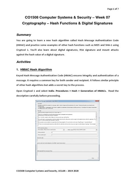 Co1508 Computer Systems And Security Week 07 Cryptography Hash Functions And Digital Signatures