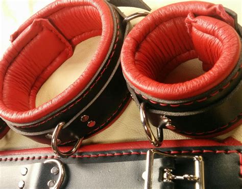 Red And Black Bondage Cuffs Restraints Wrist Ankle And Thigh Etsy
