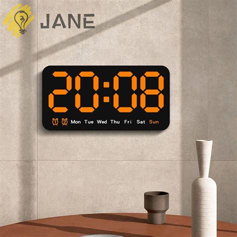 Jane 數字 Led 時鐘多功能溫度日期電子掛鐘1224h 壁掛式 Dst 顯示台鐘 蝦皮購物