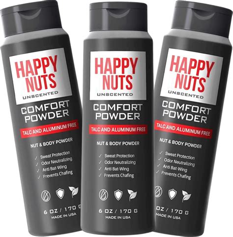 Happy Nuts Comfort Powder Anti Chafing And Deodorant Aluminum Free Sweat And Odor