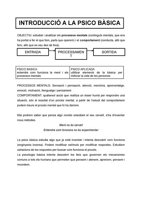 Resum Examen Psico B Sica Introducci A La Psico B Sica Objectiu