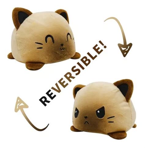 Oferta Peluche Reversible Gato Reversible Feliz Enojado Cuotas