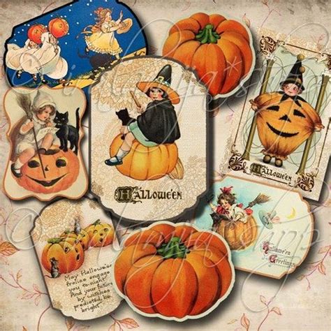 Printable Vintage Halloween Clip Art Pumpkin Dance Party Retro Scraps