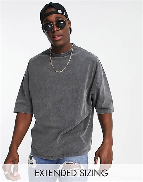 Asos Design Oversized Heavyweight T Shirt In Washed Black Asos