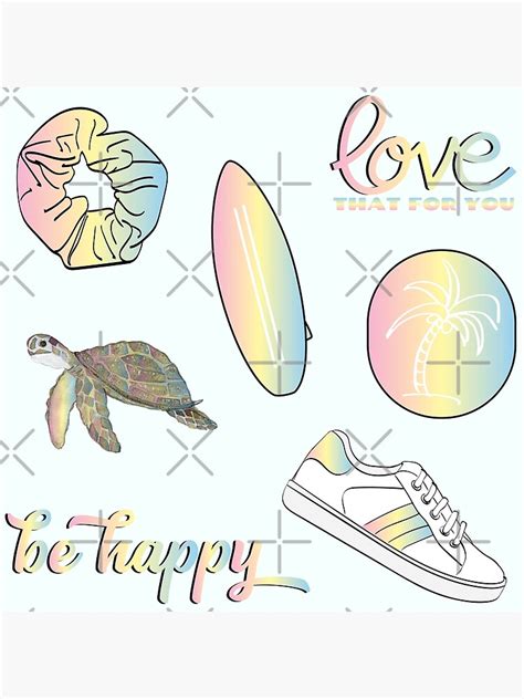 Pastel Rainbow Summer Beach Fun Sticker Pack Poster By The Goods