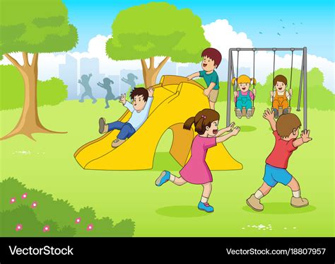 Playing at the park Royalty Free Vector Image - VectorStock