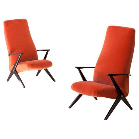 Pair Of 1950s Lounge Chairs Joseph Andre Motte Attributed Mid Century