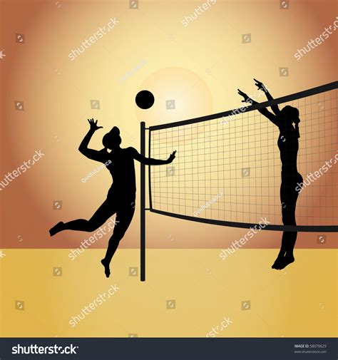 Beach Volley Stock Vector Illustration 58079629 Shutterstock