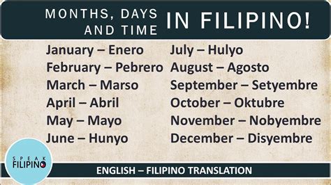 Months Of The Year Tagalog