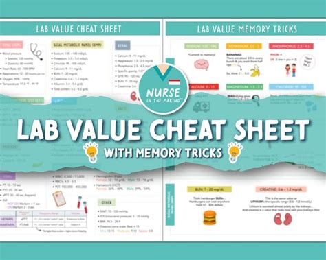 Lab Value Cheat Sheet Memory Tricks Pages Edition Nursing Notes