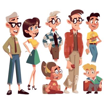 Decades Day Vector Sticker Clipart Cartoon Cartoon Old People Style