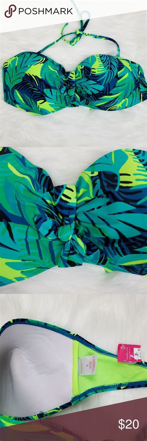 NWT Xhilaration Drawstring Tropical Bikini Top Bikinis Bikini Tops