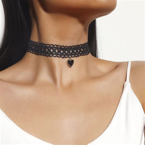 Yobest Hohlen Designs Schwarz Leder Samt Halsband Halskette Schicht