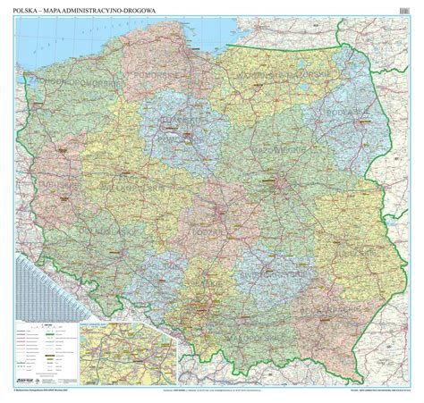 Polska Mapa Cienna Administracyjno Drogowa Arkusz