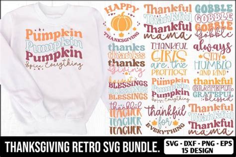 15 Thanksgiving Retro Svg Bundle Graphic By Creativemomenul022