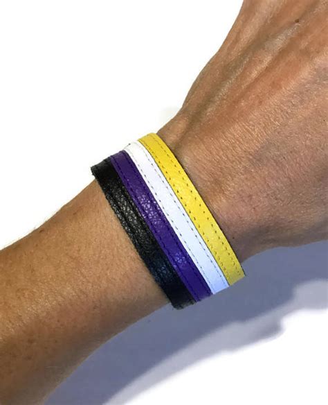 Nonbinary Pride Leather Bracelet Non Binary Nb Enbie Enby Etsy